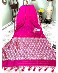 Banaras Katan Silk with Resham Pallu in Rani Pink