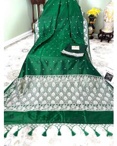 Banaras Katan Silk with Resham Pallu in Emerald